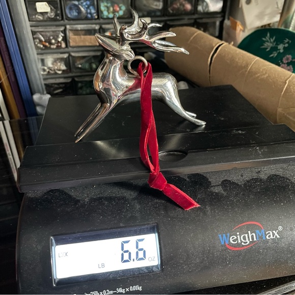 Pottery Barn Reindeer vintage Christmas tree ornament silver plated - Picture 10 of 10